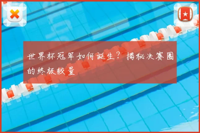世界杯冠军如何诞生?揭秘决赛圈的终极较量